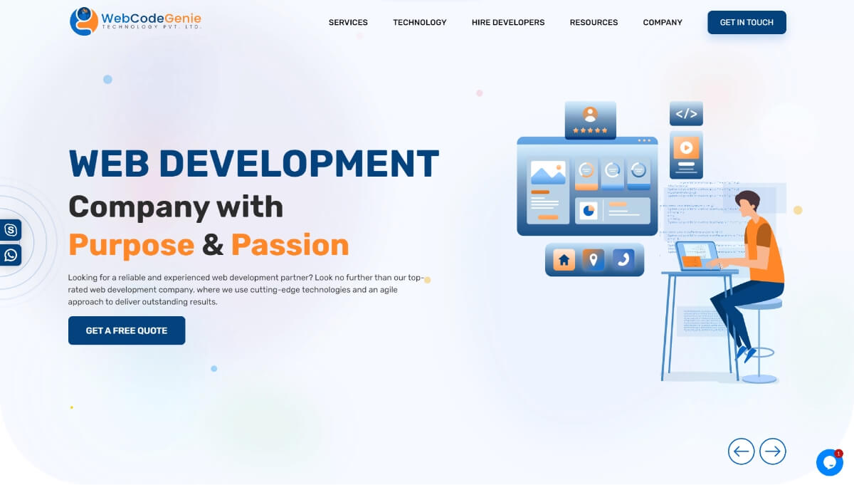 webcodegenie front end development company